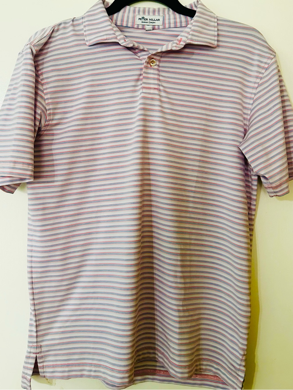 Boy’s Peter Millar Pink Striped Summer Comfort Polo Shirt